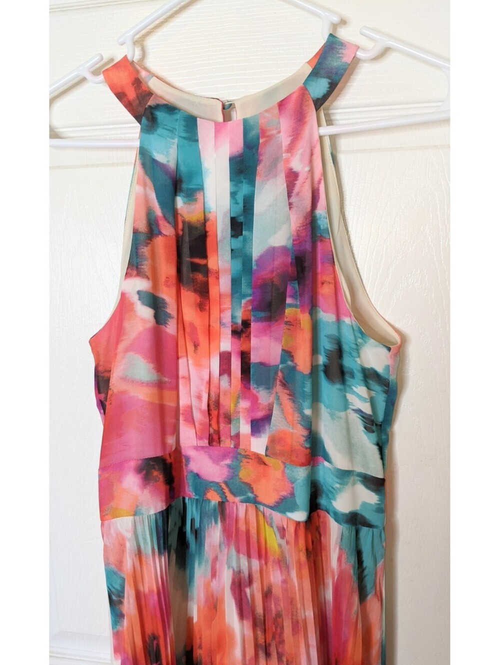 Eliza J Printed Popover Maxi Sleeveless Lined Dress with Halter Neck Size 4